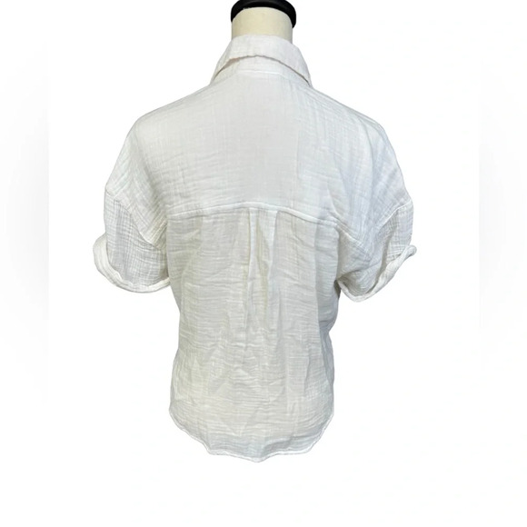 Free People 100% Cotton Tie-Front Button Up Top Size Small - Picture 3 of 6